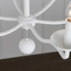 Kronleuchter Weiß Metall E14 B: 82,9 cm groß Landhausstil