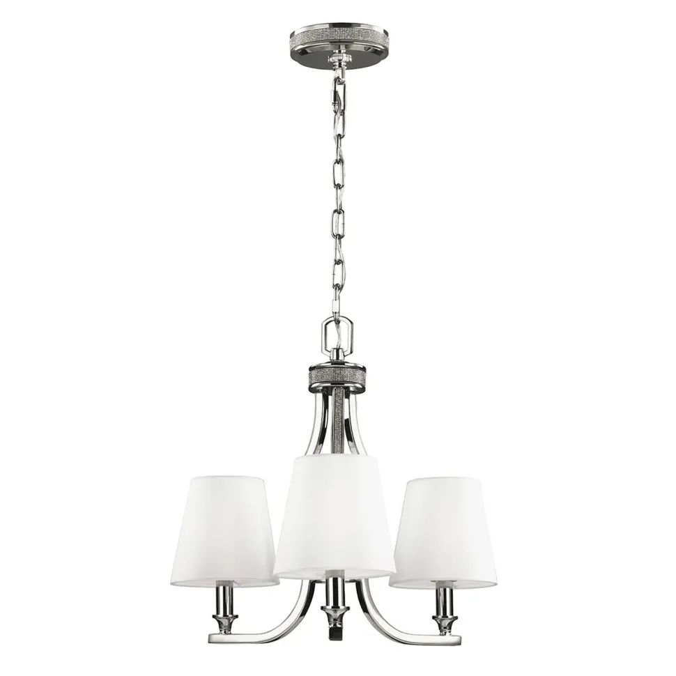 Kronleuchter Weiß Nickel Seide Metall TEVIDA