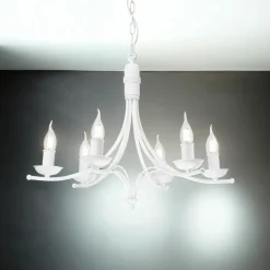 Kronleuchter Weiß Rustikal Metall Ø58cm 6-armig E14