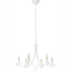 Kronleuchter Weiß Rustikal Metall Ø58cm 6-armig E14