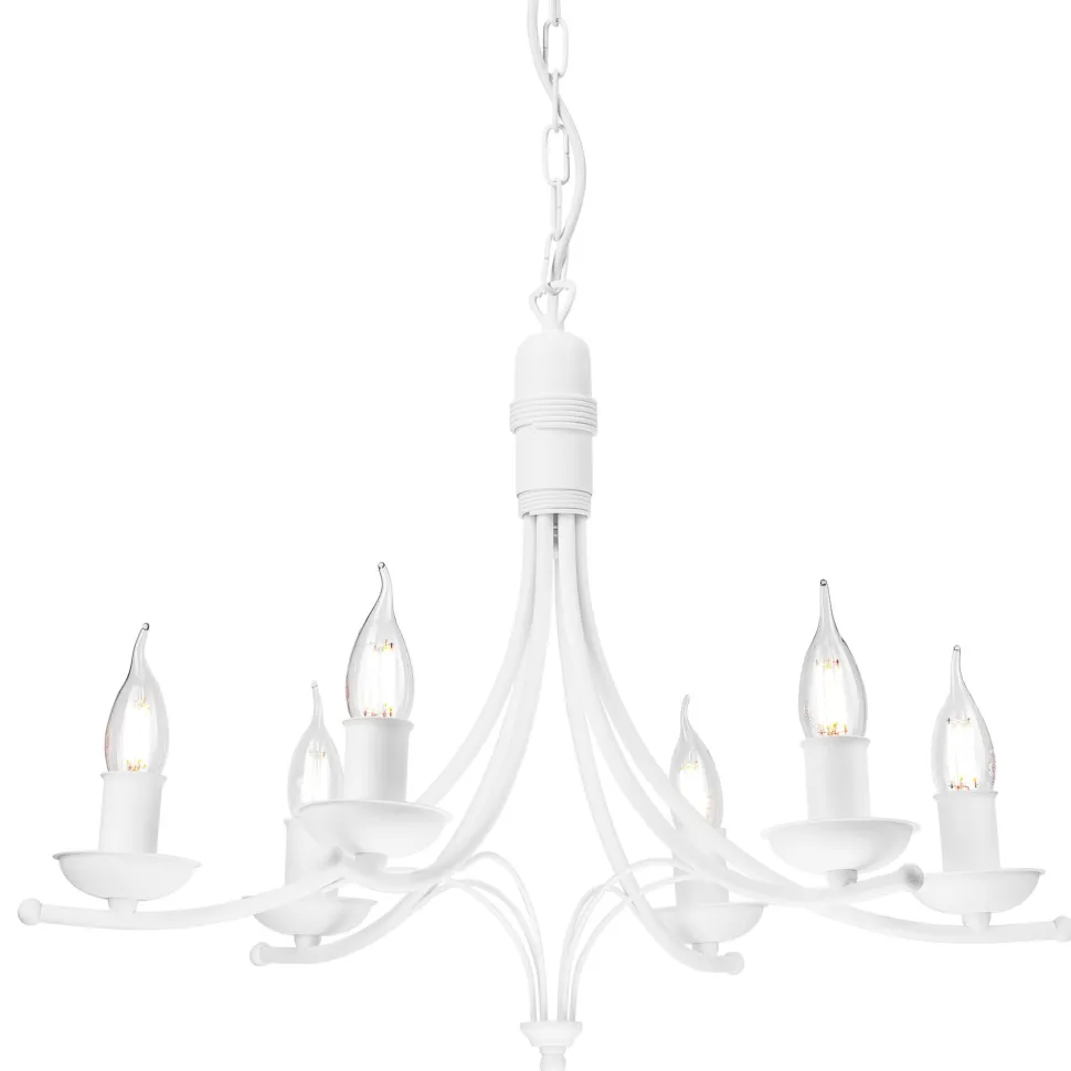 Kronleuchter Weiß Rustikal Metall Ø58cm 6-armig E14