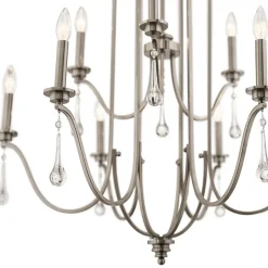 Kronleuchter Wohnzimmer B: 86,4 cm 9x E14 Kristall Metall