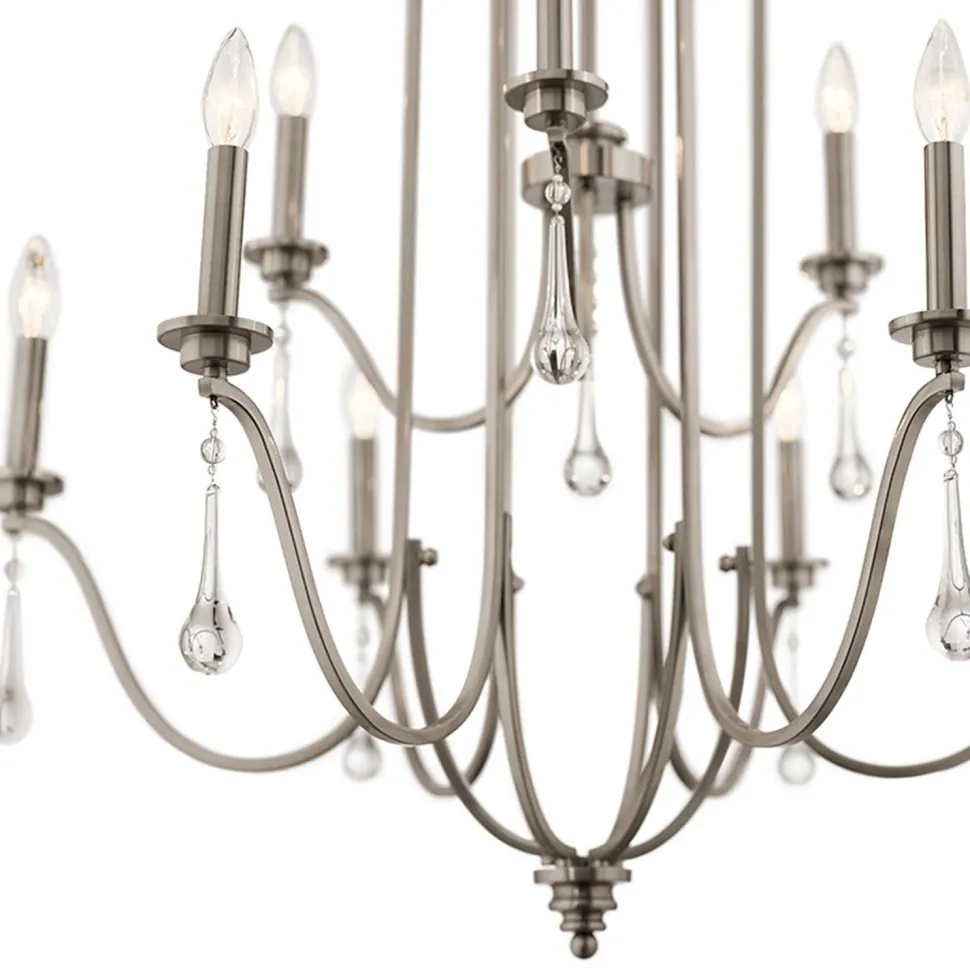 Kronleuchter Wohnzimmer B: 86,4 cm 9x E14 Kristall Metall