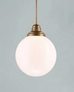 Kugel Pendelleuchte Glas Echt-Messing E27 Ø35 cm rund