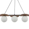 Kugel Pendelleuchte Holz Metall Glas G9 blendarm