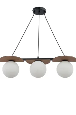 Kugel Pendelleuchte Holz Metall Glas G9 blendarm