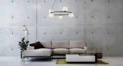 Kugel Pendelleuchte Schwarz Weiß Glas Metall G9 Ø68 cm