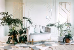 Kugellampe hängend G9 Ø 16 cm in Gold matt Weiß Glas Metall