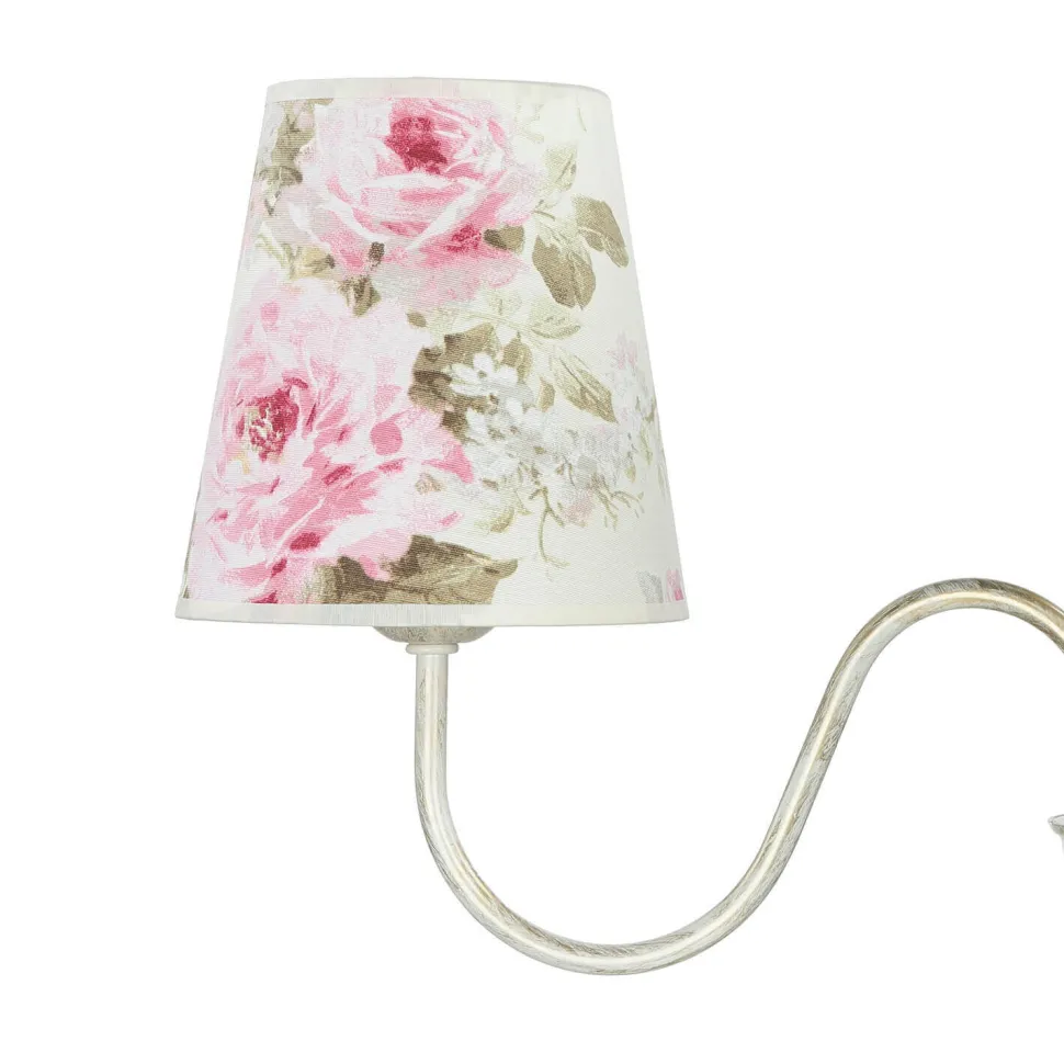 Lampe Stoff 3-flmg Landhaus Esstisch geblümt