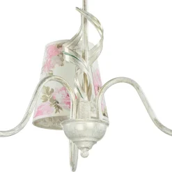 Lampe Stoff 3-flmg Landhaus Esstisch geblümt