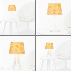 Lampenschirm Gold Barock Design Stoff Tischlampe