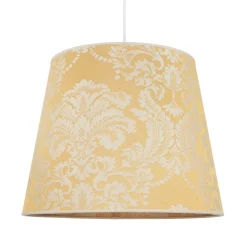 Lampenschirm Gold Stoff Muster E27 Pendelleuchte