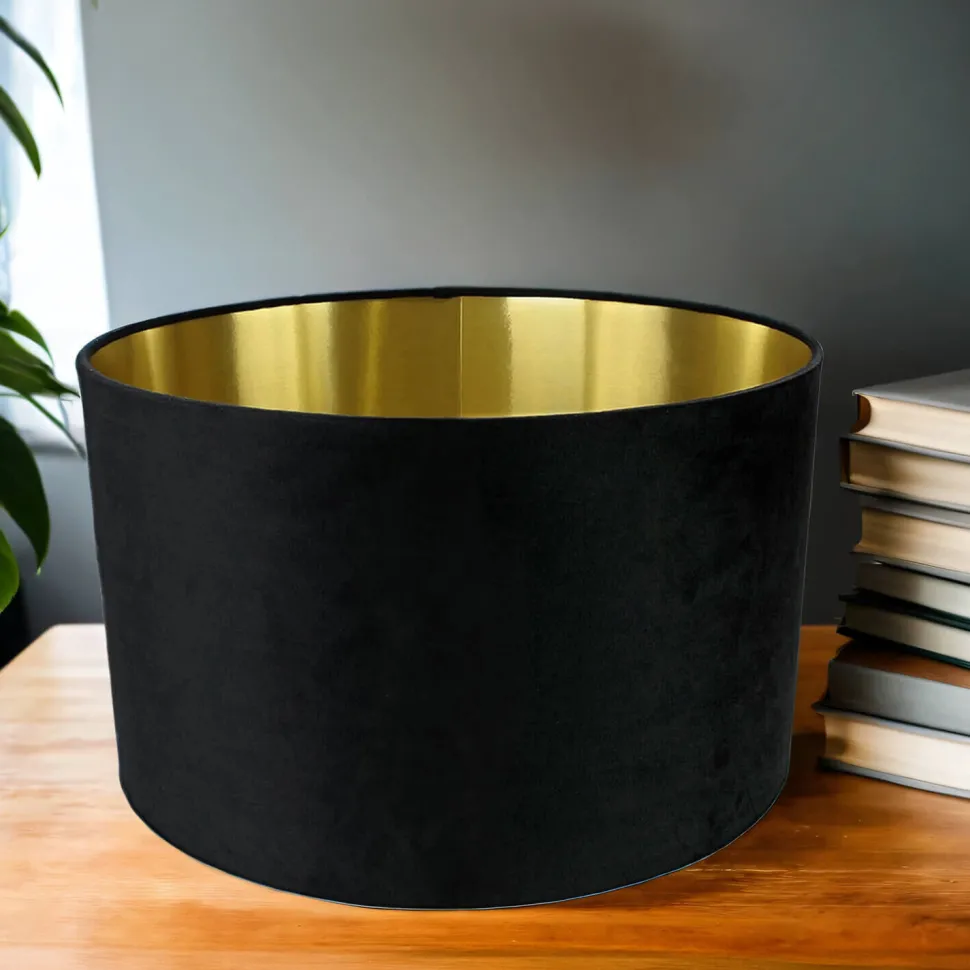 Lampenschirm Hängelampe Schwarz Gold Ø 40 cm Stoff Modern
