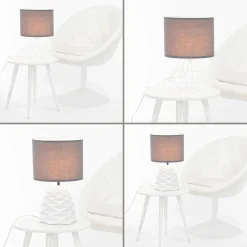 Lampenschirm mit Klettverschluss Stoff Grau für E27 E14