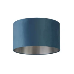 Lampenschirm Samt Ø 38 cm Petrol Silber rund für Pendelleuchte