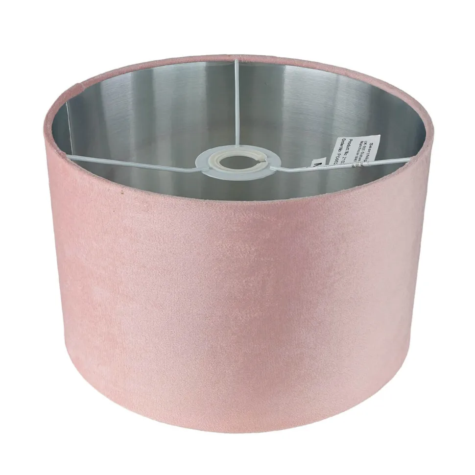 Lampenschirm Samt D: 28 cm in Pink Silber rund