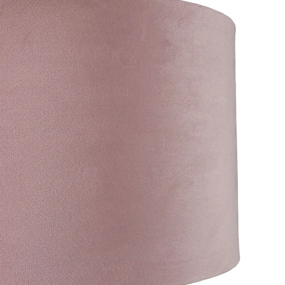 Lampenschirm Samt D: 28 cm in Pink Silber rund