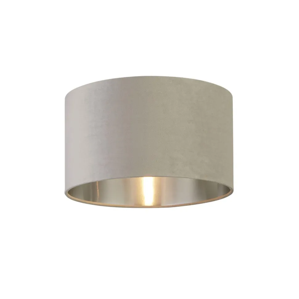 Lampenschirm Samt Hellgrau Silber D: 38 cm Hängeleuchte