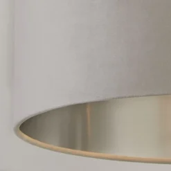 Lampenschirm Samt Hellgrau Silber D: 38 cm Hängeleuchte