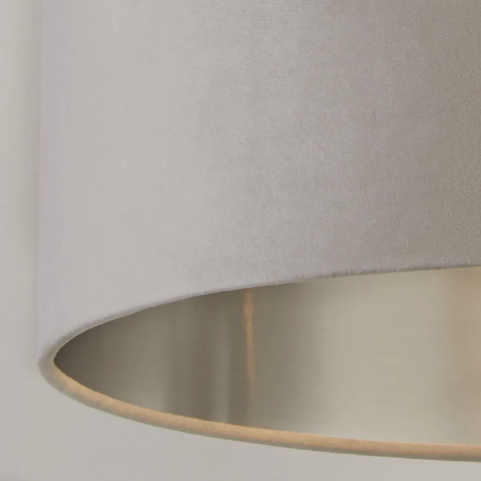 Lampenschirm Samt Hellgrau Silber D: 38 cm Hängeleuchte