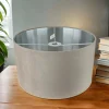 Lampenschirm Samt Taupe Silber D: 38 cm für Hängelampe