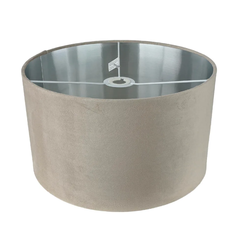 Lampenschirm Samt Taupe Silber D: 38 cm für Hängelampe