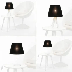 Lampenschirm Stoff für Tischlampe Schwarz E14