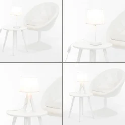 Lampenschirm Weiß Spitze Textil für E14 Tischlampe