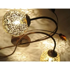 Landhaus Deckenleuchte G9 4-flammig Kugeln Gold Floral