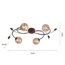 Landhaus Deckenleuchte G9 4-flammig Kugeln Gold Floral