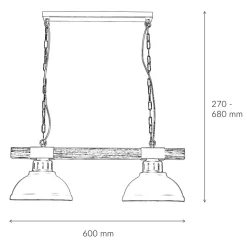 Landhaus Pendellampe Echt Holz Kupfer Antik HAKON