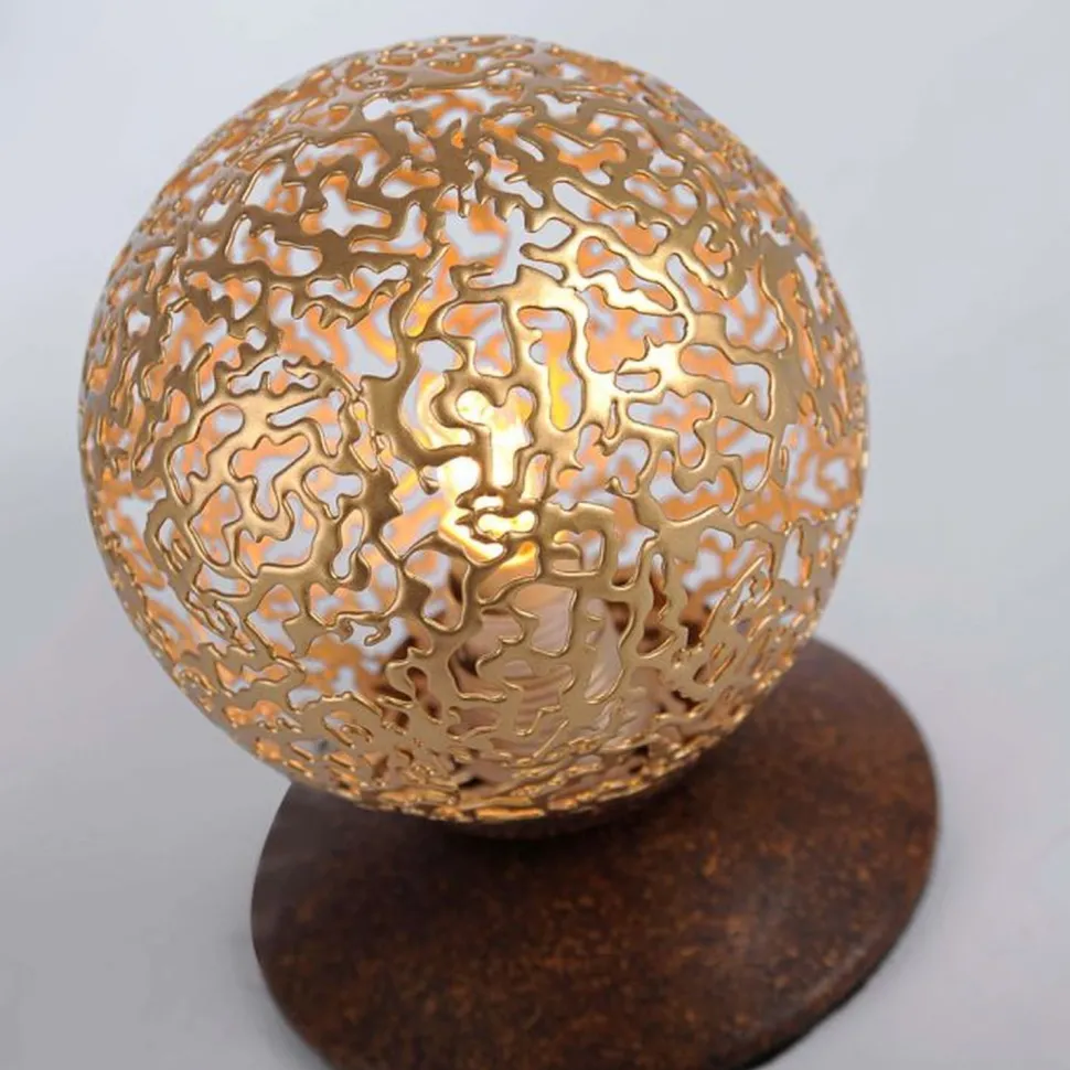 Landhaus Tischlampe Metall Rostbraun Gold 12,5 cm G9