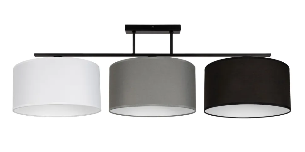 Lange Deckenlampe Stoff Grau Graphit Schwarz E27 100 cm