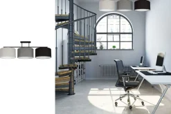 Lange Deckenlampe Stoff Grau Graphit Schwarz E27 100 cm