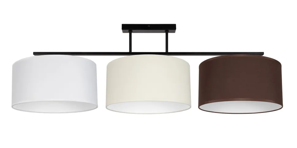 Lange Deckenleuchte Stoff Weiß Ecru Braun E27 100 cm