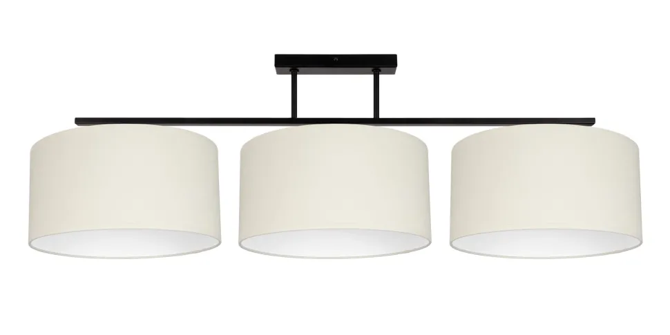 Lange Deckenleuchte Stoff Schwarz Ecru Weiß E27 100 cm