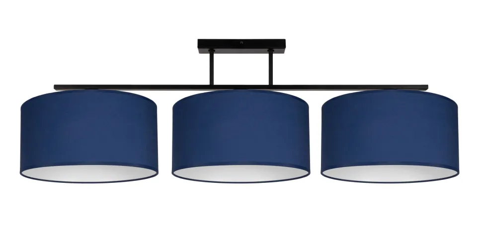 Lange Deckenleuchte Stoff Schwarz Blau Weiß E27 100 cm