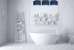 Lange Deckenleuchte Stoff Schwarz Blau Weiß E27 100 cm