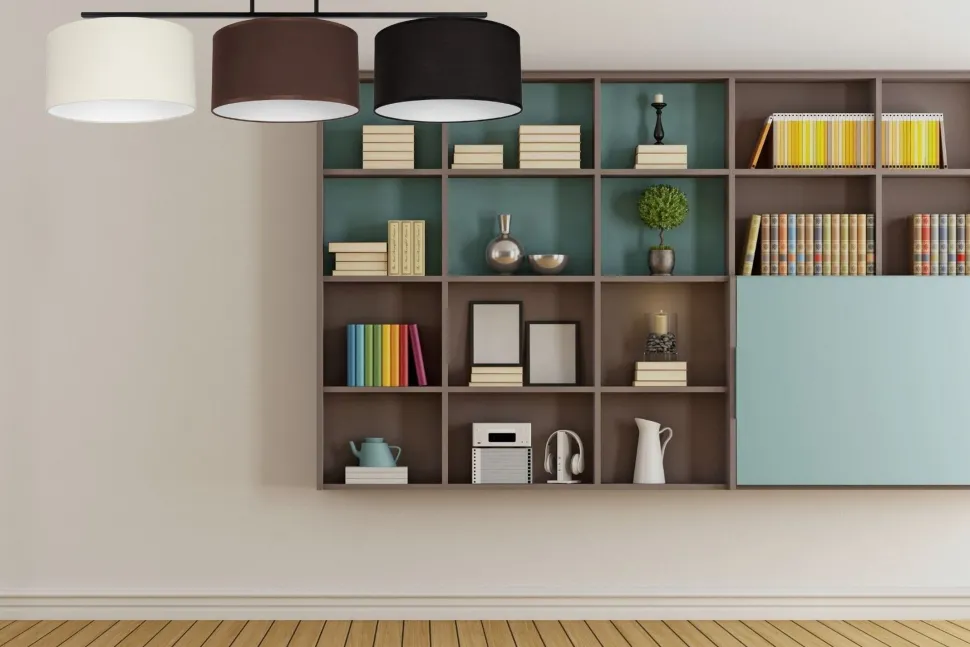 Lange Deckenleuchte Stoff Ecru Braun Schwarz E27 100 cm