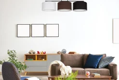 Lange Deckenleuchte Stoff Weiß Braun Schwarz E27 100 cm