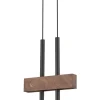 Lange Hängelampe Metall Holz Schwarz 2-flammig 31 cm