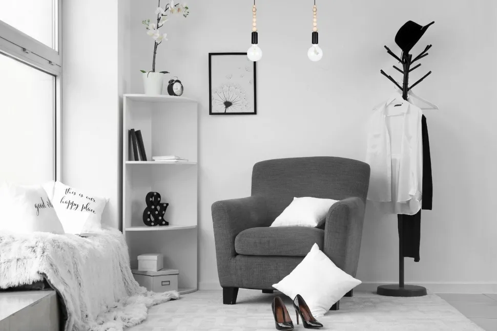 Lange Hängelampe Schwarz Holz Metall L:40 cm E27 2-flmg