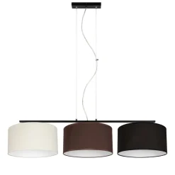 Lange Hängelampe Stoff Ecru Braun Schwarz E27 L:100 cm