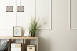 Lange Hängelampe Stoff Schwarz Beige E27 50 cm 2-flmg