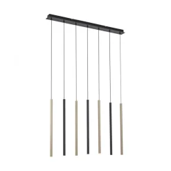 Lange LED Hängelampe Metall dimmbar Schwarz Messing