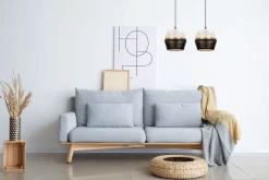 Lange Pendelleuchte 2-flammig Metall Schwarz Weiß Gold