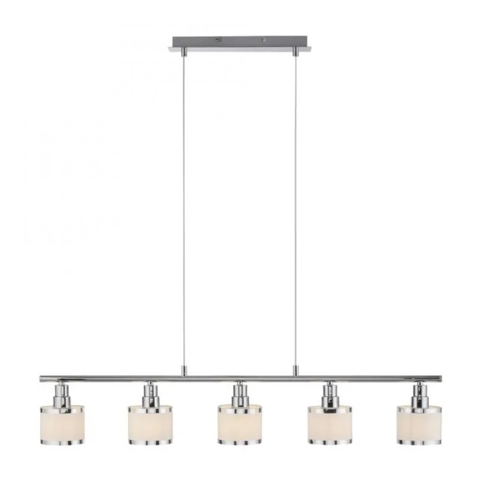 Lange Pendelleuchte Metall Chrom 5-flammig E14 90 cm