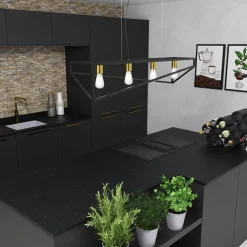 Lange Pendelleuchte Schwarz Gold E27 100 cm Industrial