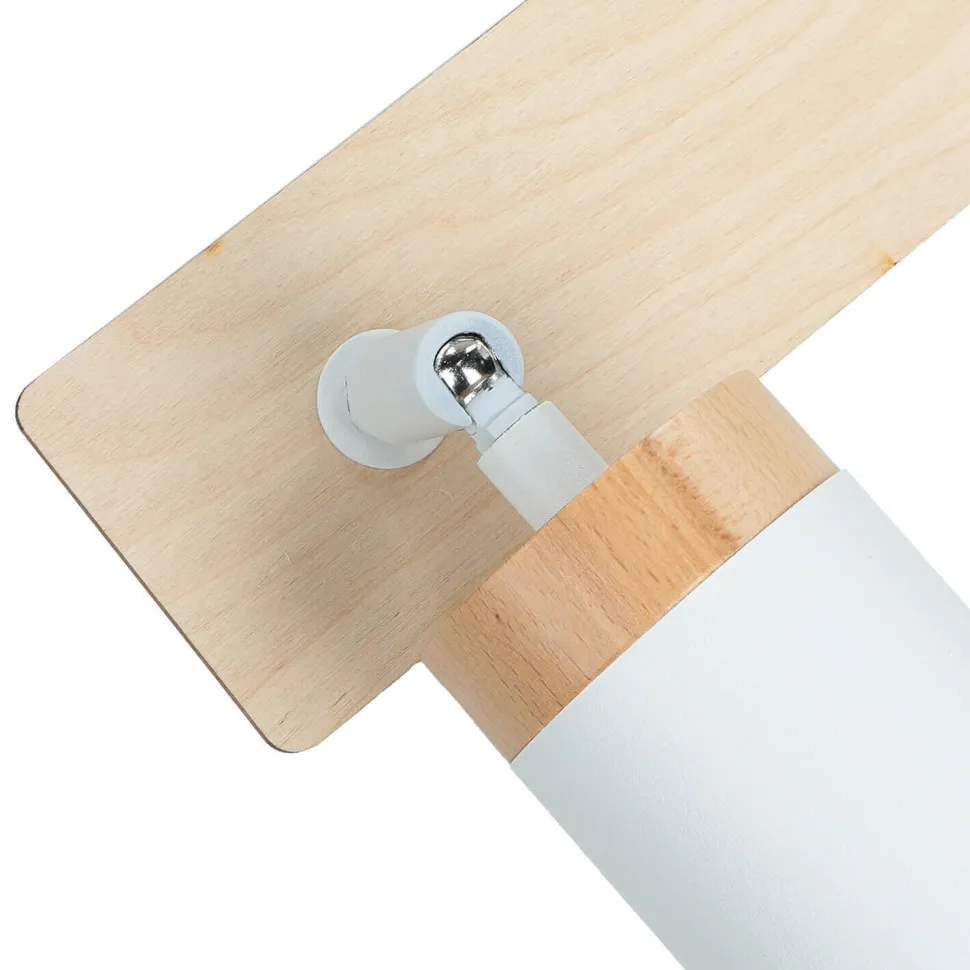 Langer Strahler Wohnzimmer L:72cm Weiß mit Holz GU10