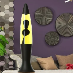 Lavalampe Lila Gelb Schwarz 40 cm Retro dekorativ ROXY